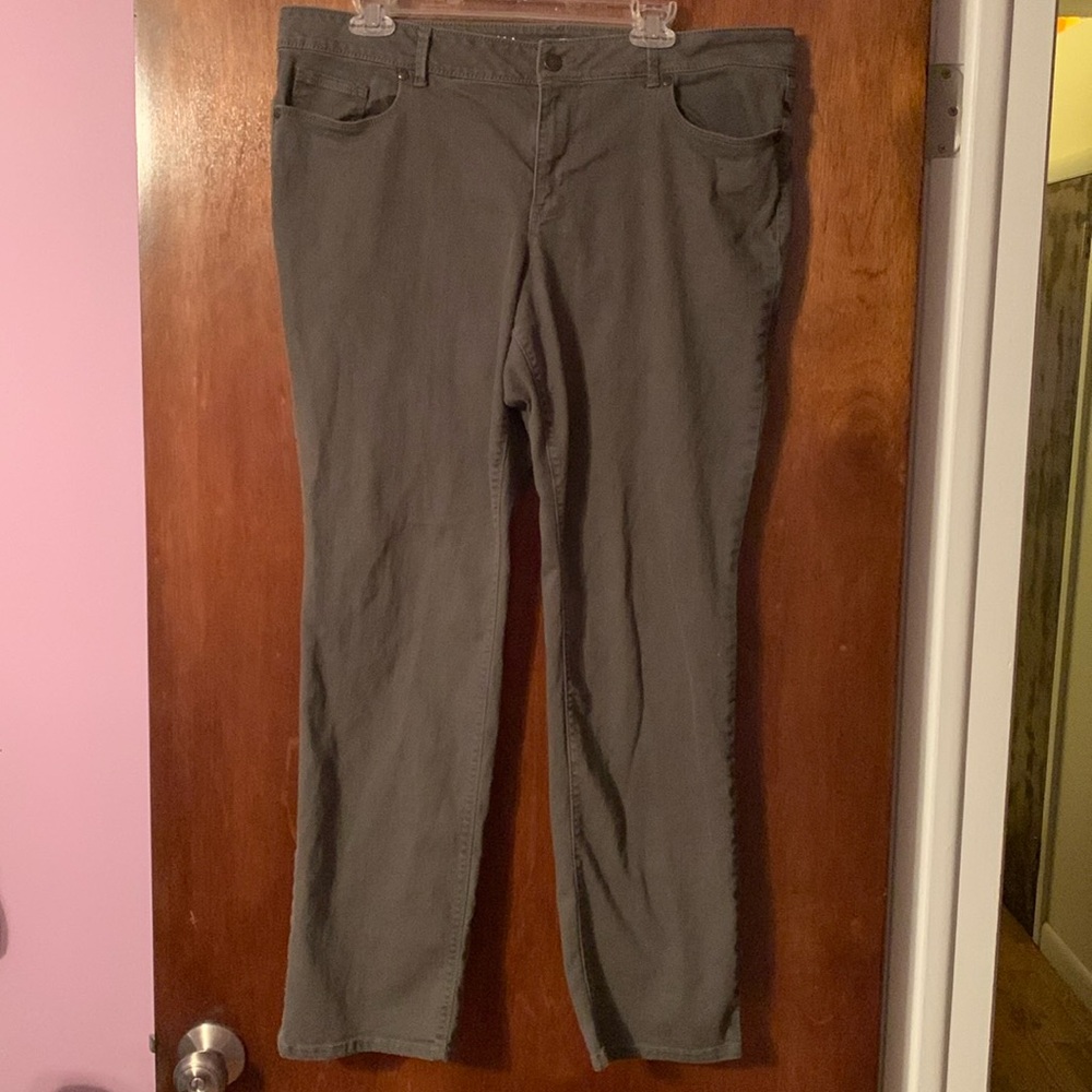 Green straight leg jeans size 16